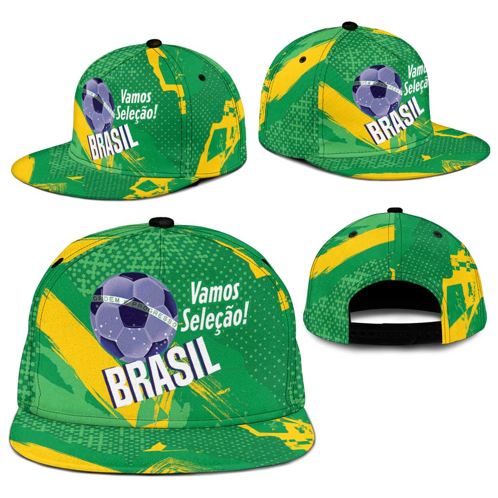 Brazil Football Snapback Cap Vamos Selecao Brushes Style