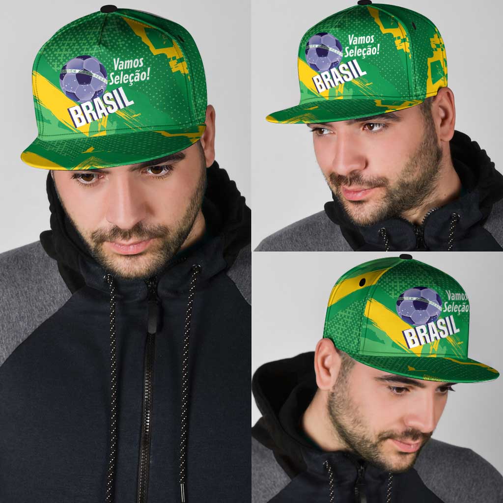 Brazil Football Snapback Cap Vamos Selecao Brushes Style