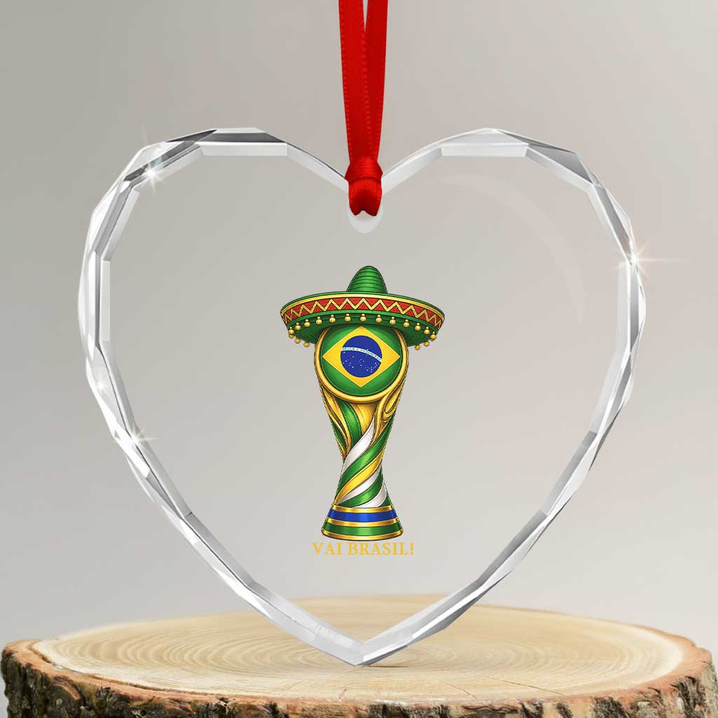 Brazil Football Supporter Gift Heart Crystal Glass Ornament Vai Brasil