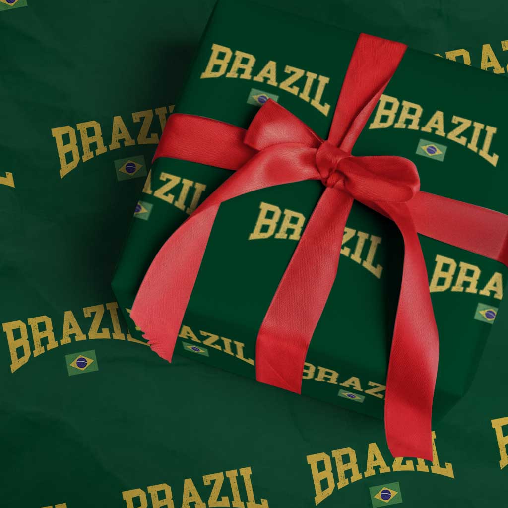 Brazil Football Throwback Design Vintage Brazilian Flag Jersey Style Wrapping Paper Roll