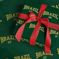 Brazil Football Throwback Design Vintage Brazilian Flag Jersey Style Wrapping Paper Roll