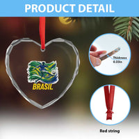 Brazil Soccer Brasil Flag Patriotic Sports Heart Crystal Glass Ornament Brazilian Football Fan Supporter
