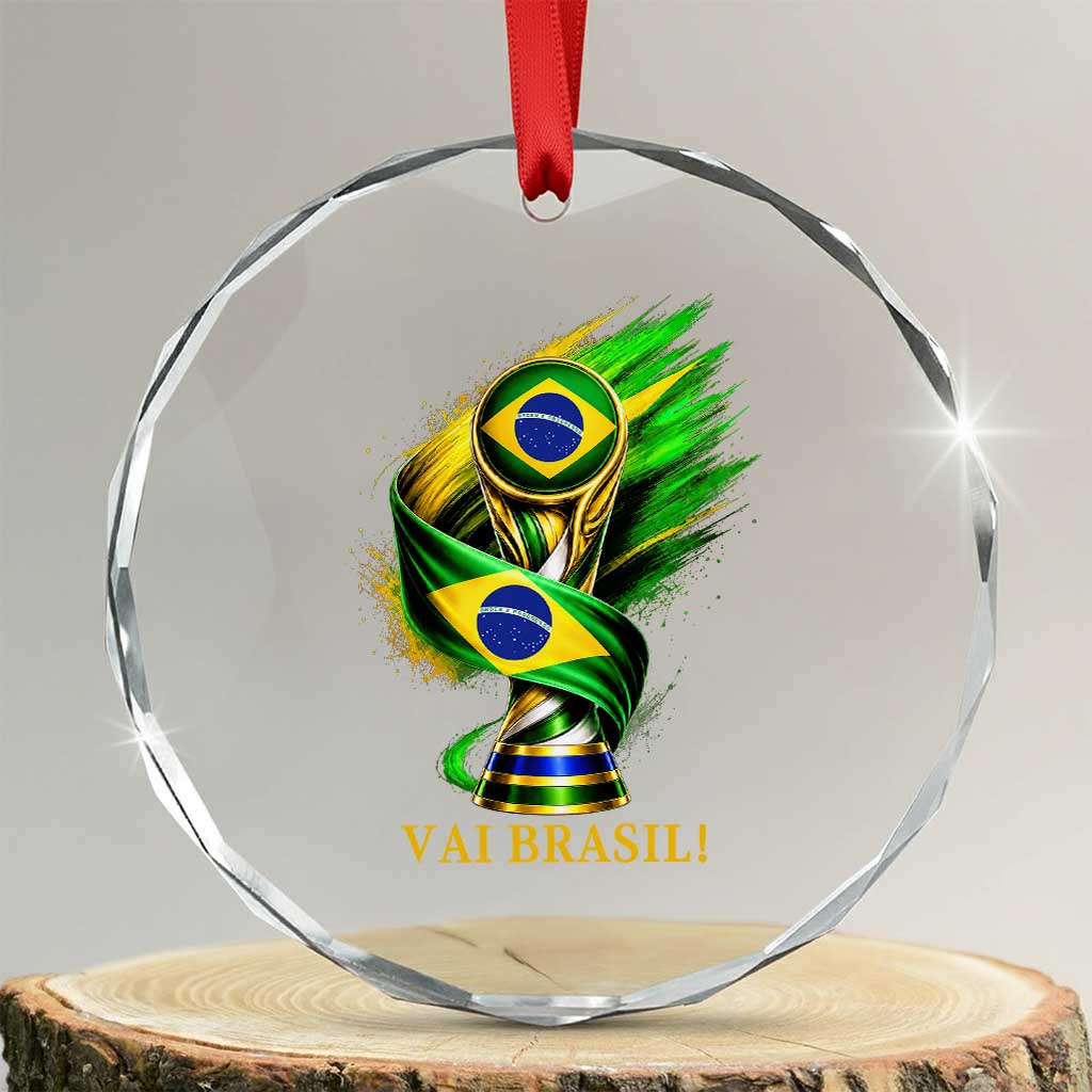 Brazil Soccer Fan 2026 Gift Crystal Glass Ornament Vai Brasil