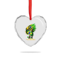 Brazil Soccer Fan 2026 Gift Heart Crystal Glass Ornament Vai Brasil