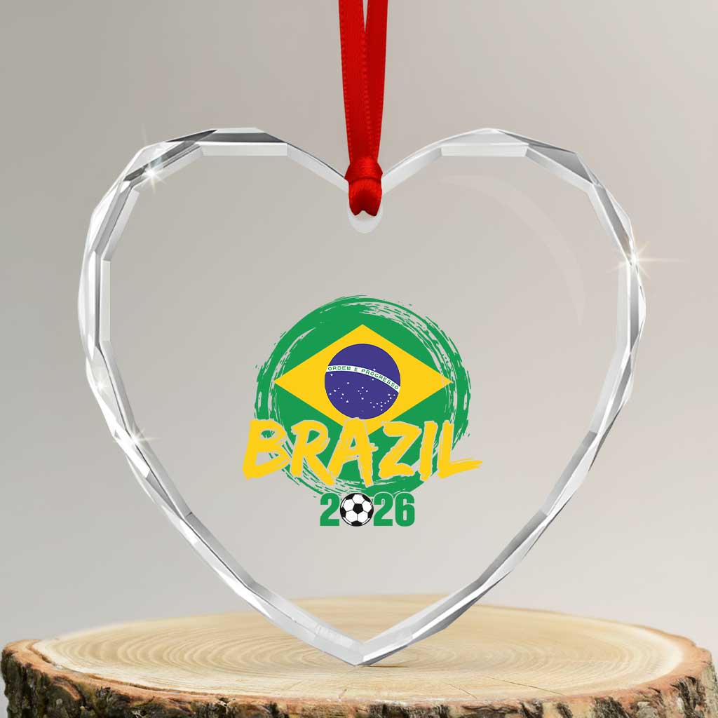 Brazil Soccer Fan Brasil Flag Heart Crystal Glass Ornament Brazilian Football Game Day Supporter