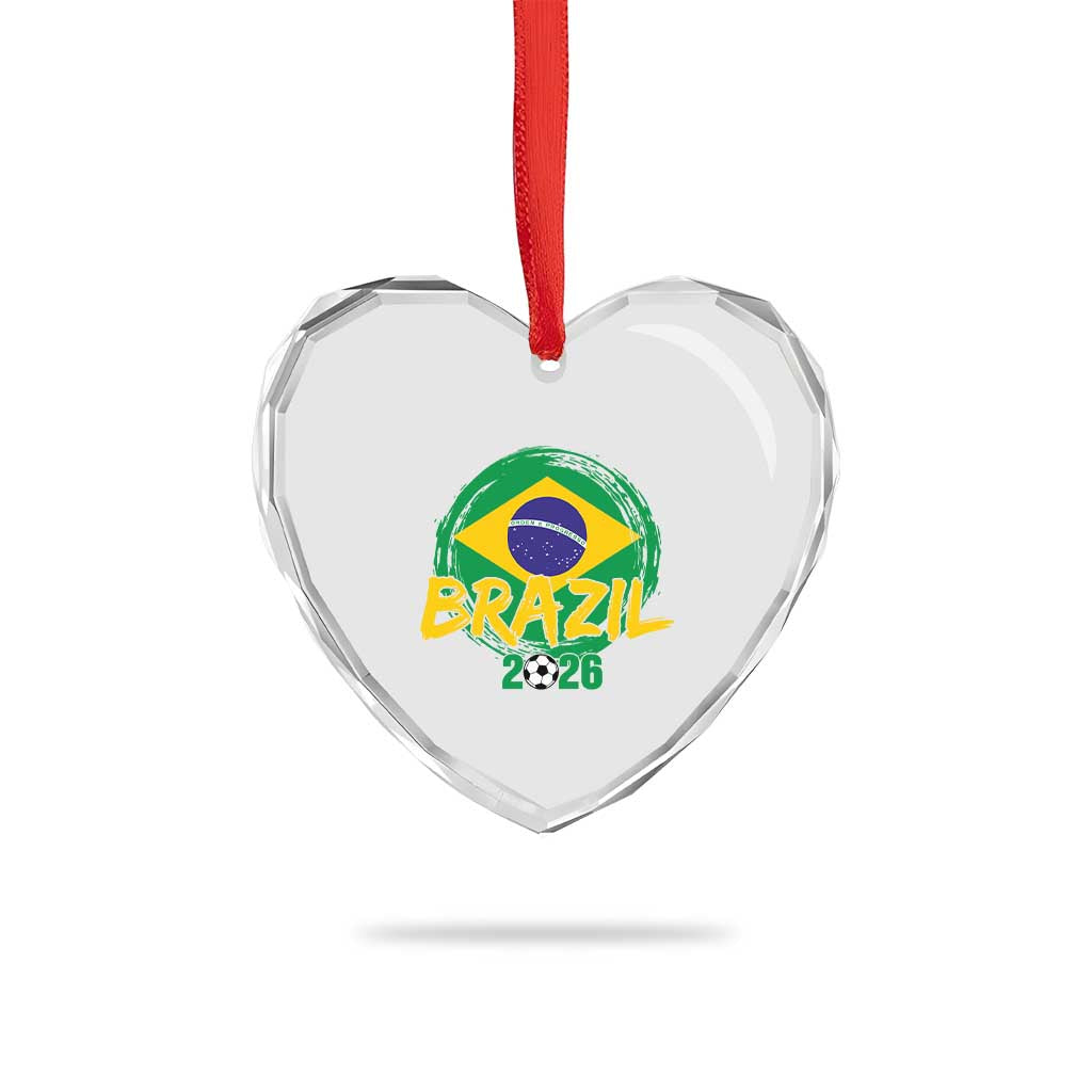 Brazil Soccer Fan Brasil Flag Heart Crystal Glass Ornament Brazilian Football Game Day Supporter