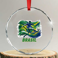 Brazil Soccer Fan Crystal Glass Ornament Brasil Flag Football Game Day Supporter