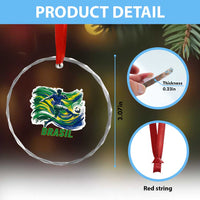 Brazil Soccer Fan Crystal Glass Ornament Brasil Flag Football Game Day Supporter