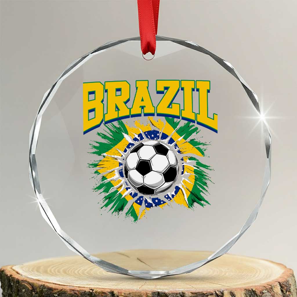 Brazil Soccer Fan Crystal Glass Ornament Brazilian Football Game Day Fan