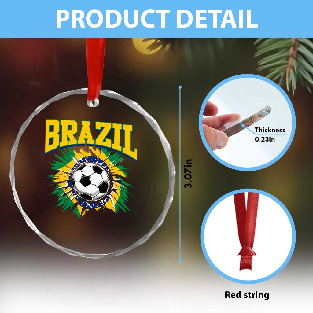Brazil Soccer Fan Crystal Glass Ornament Brazilian Football Game Day Fan
