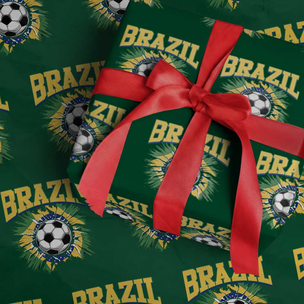 Brazil Soccer Fan Wrapping Paper Roll Brazilian Football Game Day Fan