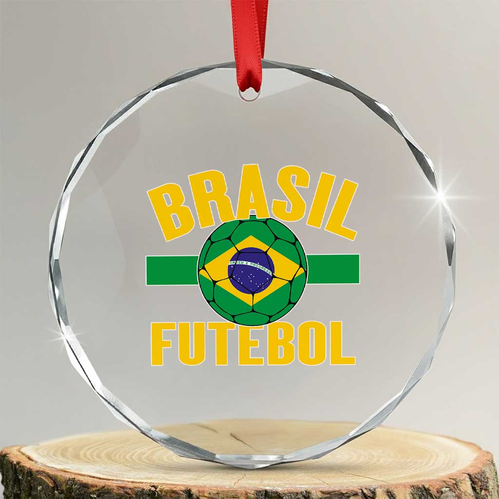 Brazil Soccer Football Fan Brasil Flag Crystal Glass Ornament