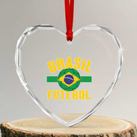 Brazil Soccer Football Fan Brasil Flag Heart Crystal Glass Ornament