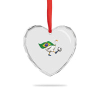 Brazil Soccer Goose Heart Crystal Glass Ornament Brazilian Flag Patriotic Football Fan Graphic