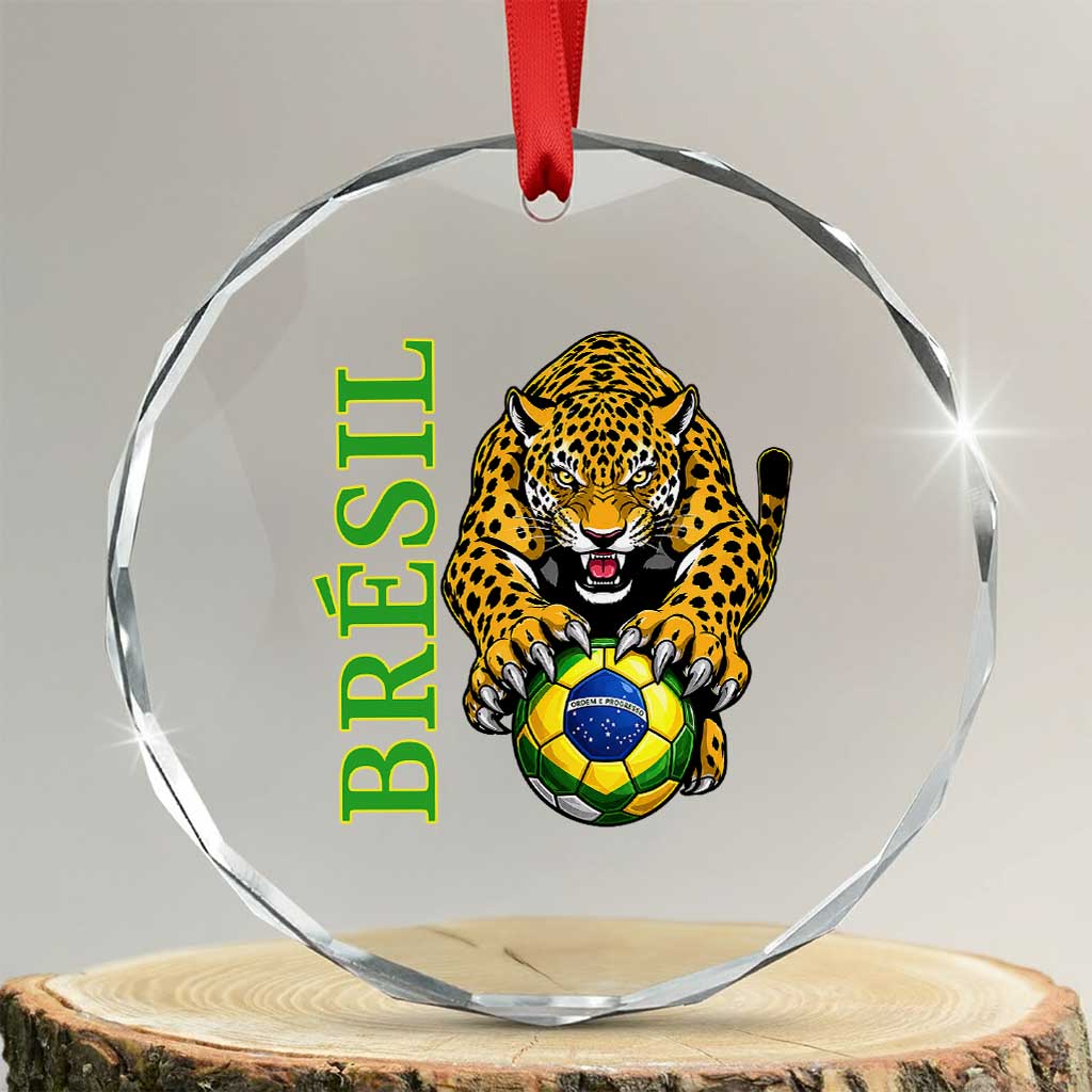 Brazil Soccer Jaguar Crystal Glass Ornament Football Supporter Gift