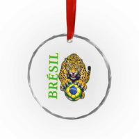 Brazil Soccer Jaguar Crystal Glass Ornament Football Supporter Gift