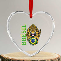 Brazil Soccer Jaguar Heart Crystal Glass Ornament Football Supporter Gift