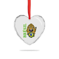 Brazil Soccer Jaguar Heart Crystal Glass Ornament Football Supporter Gift