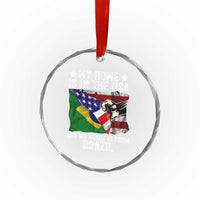 Brazilian American Patriot Heart Is From Brazil Flag Crystal Glass Ornament