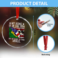 Brazilian American Patriot Heart Is From Brazil Flag Crystal Glass Ornament