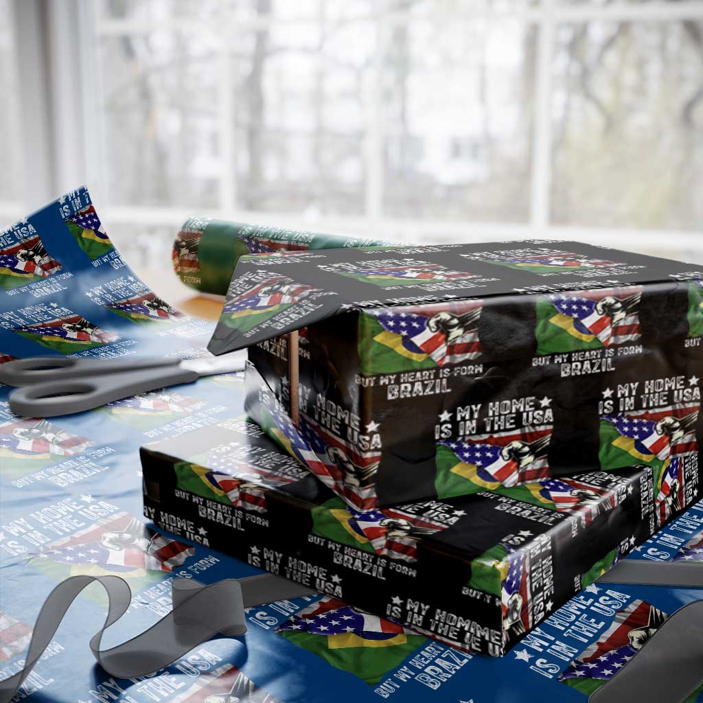 Brazilian American Patriot Heart Is From Brazil Flag Wrapping Paper Roll