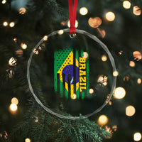 Brazilian Americans Brazilian Pride Latin Vintage USA Brazil Flag Crystal Glass Ornament
