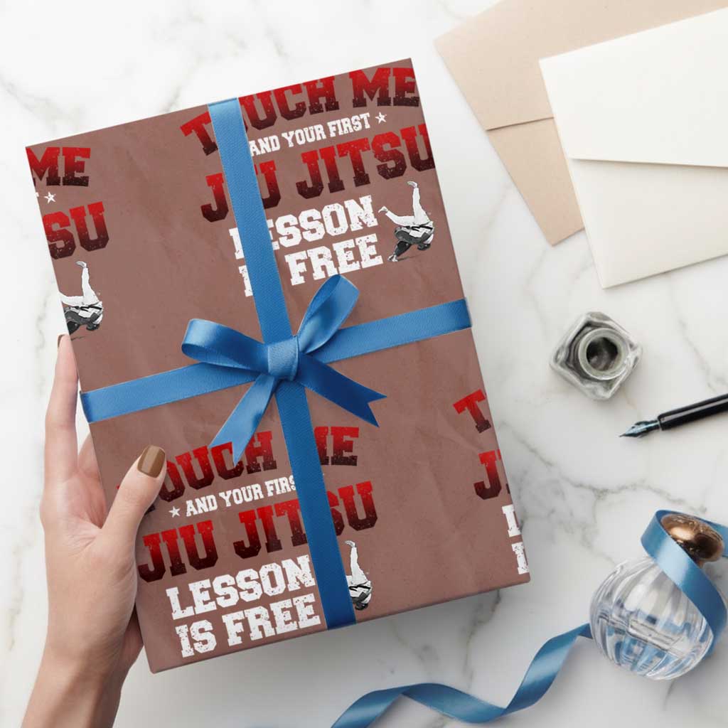 Brazilian BJJ Wrapping Paper Roll Touch Me First Jiu Jitsu Lesson Is Free - Wonder Print Shop