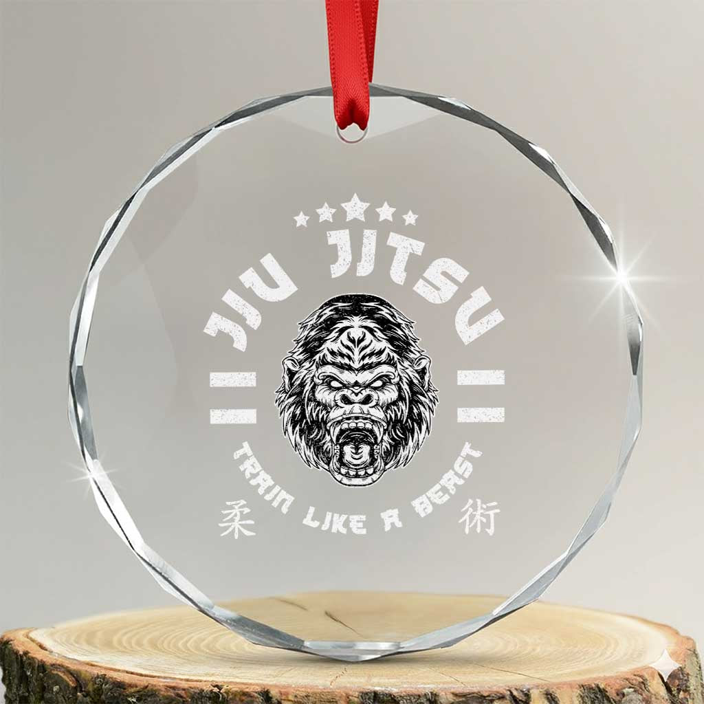 Brazilian Jiu Jitsu Crystal Glass Ornament Train Like A Beast Vintage BJJ Grappling Gorilla TS10