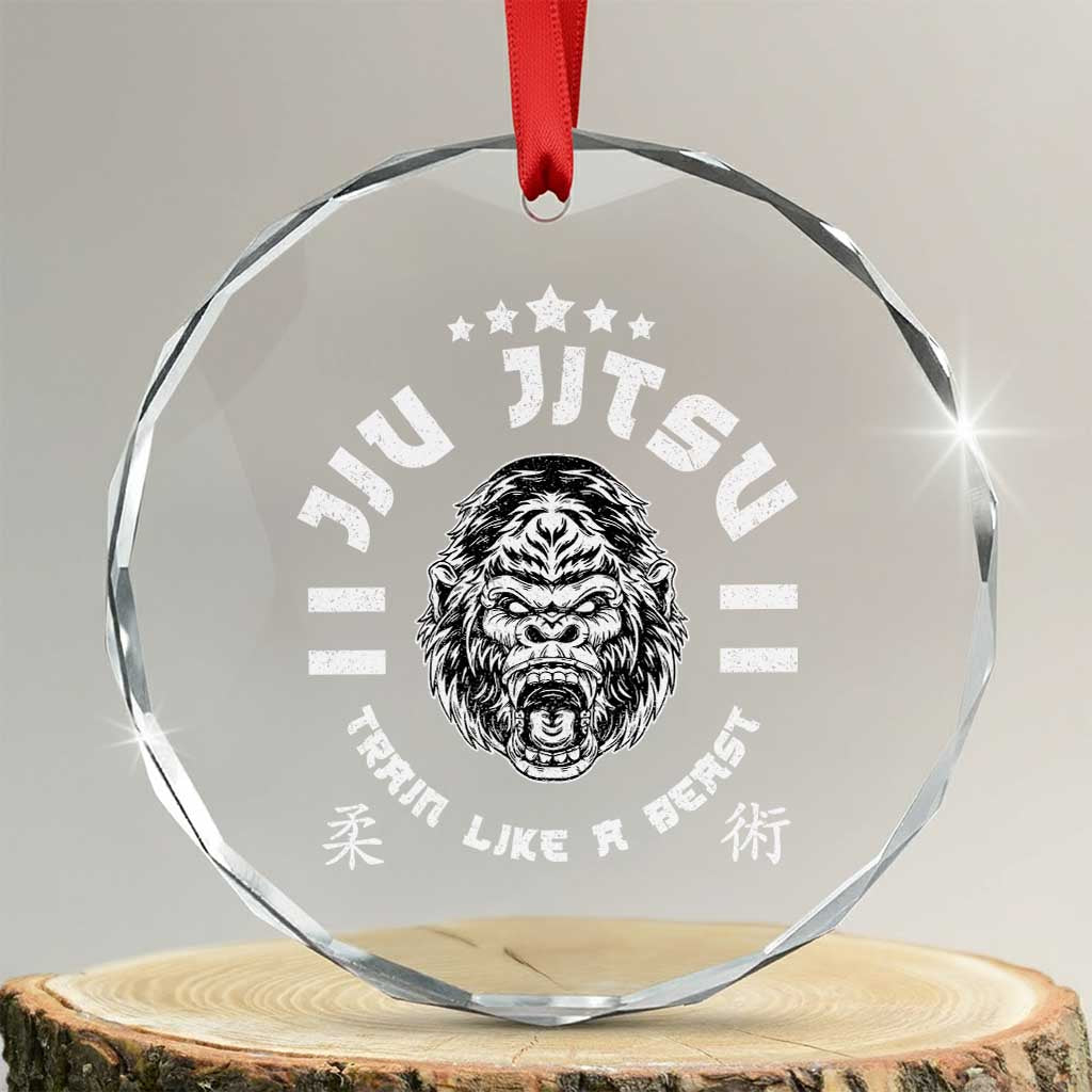 Brazilian Jiu Jitsu Crystal Glass Ornament Train Like A Beast Vintage BJJ Grappling Gorilla - Wonder Print Shop