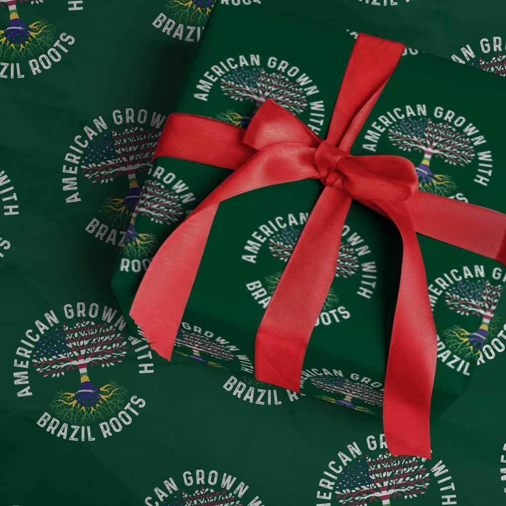 Brazilian Roots American Grown Tree Flag Wrapping Paper Roll