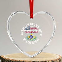 Brazilian Roots American Grown Tree Flag Heart Crystal Glass Ornament