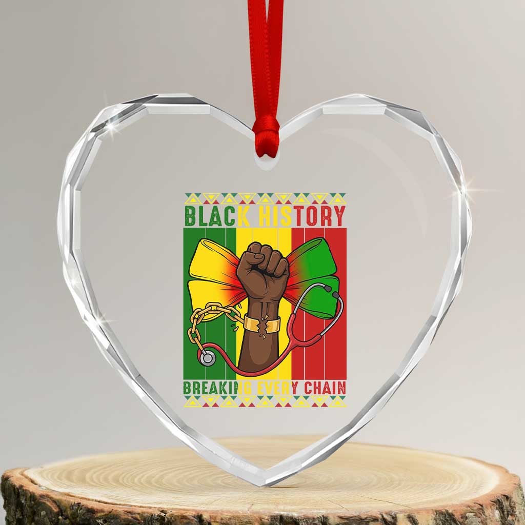 Breaking Every Chain Heart Crystal Glass Ornament Black History Medical Professional Gift - Wonder Print Shop