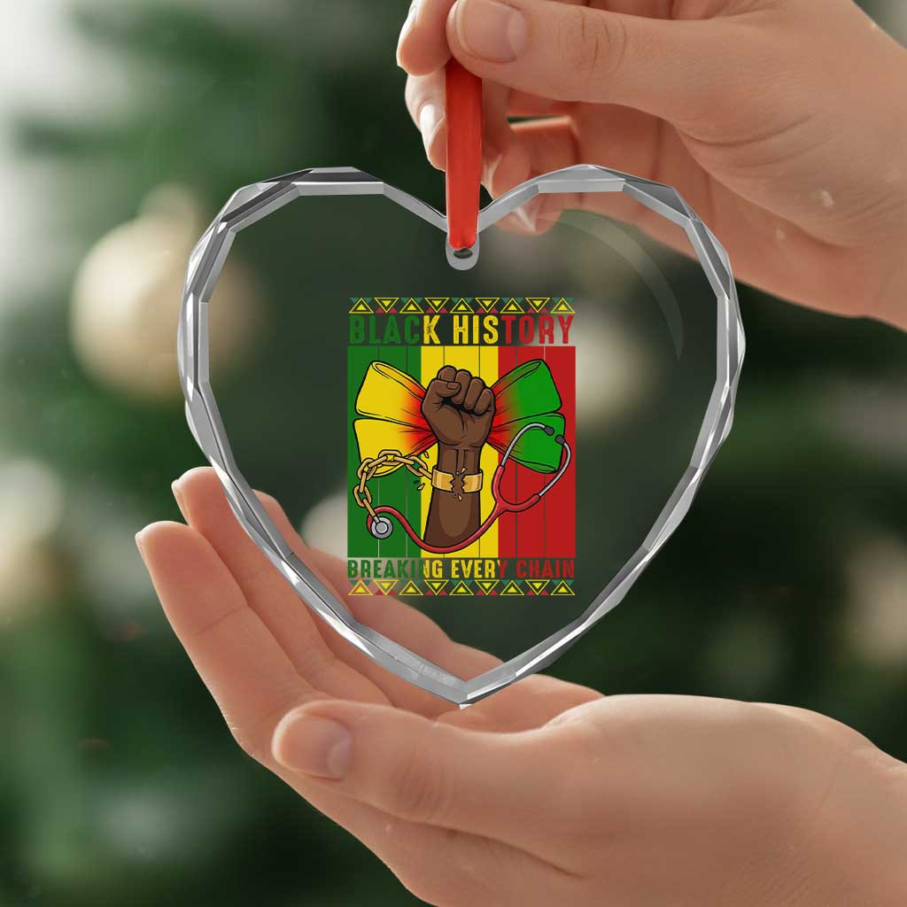 Breaking Every Chain Heart Crystal Glass Ornament Black History Medical Professional Gift - Wonder Print Shop