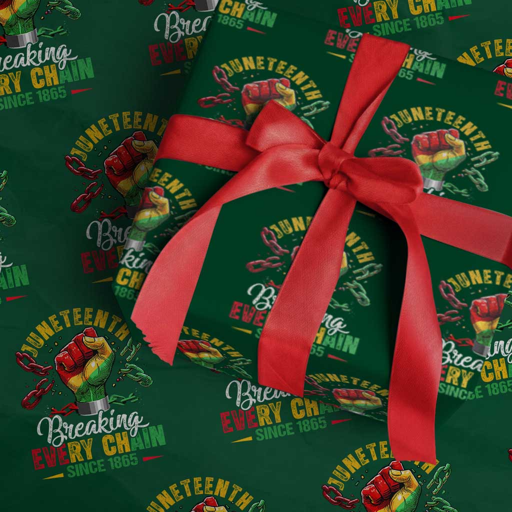 Breaking Every Chain Since 1865 Juneteenth Wrapping Paper Roll Celebrating Black Freedom - Wonder Print Shop
