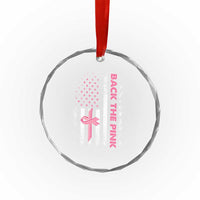Breast Cancer Awareness Crystal Glass Ornament Back The Pink Warrior American Flag TS11