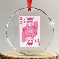 Breast Cancer Awareness Crystal Glass Ornament Queen Of Pink Ribbon Blackjack Cards Poker TS10