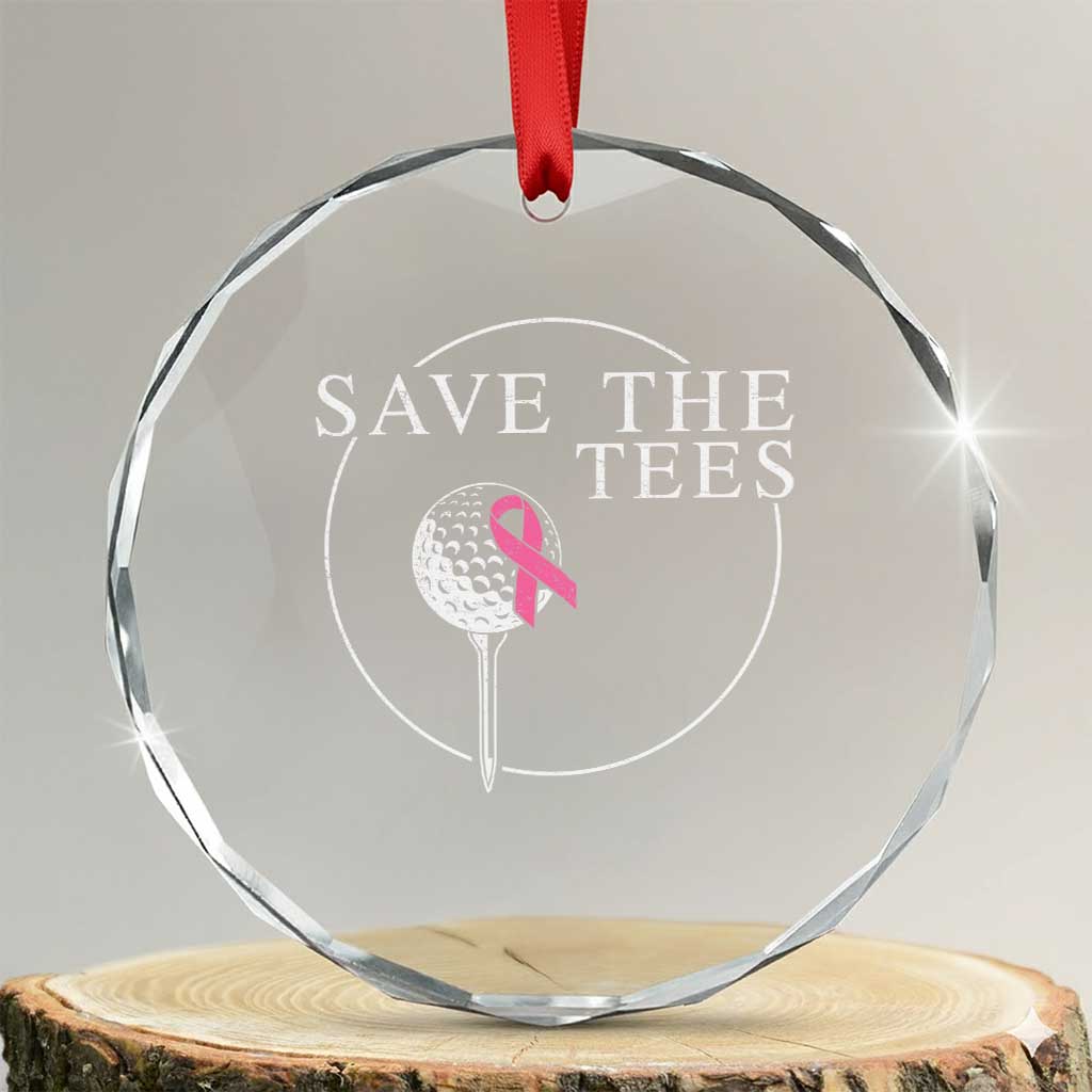 Breast Cancer Awareness Golf Crystal Glass Ornament Pink Ribbon Save The Tees Fundraiser Team TS10