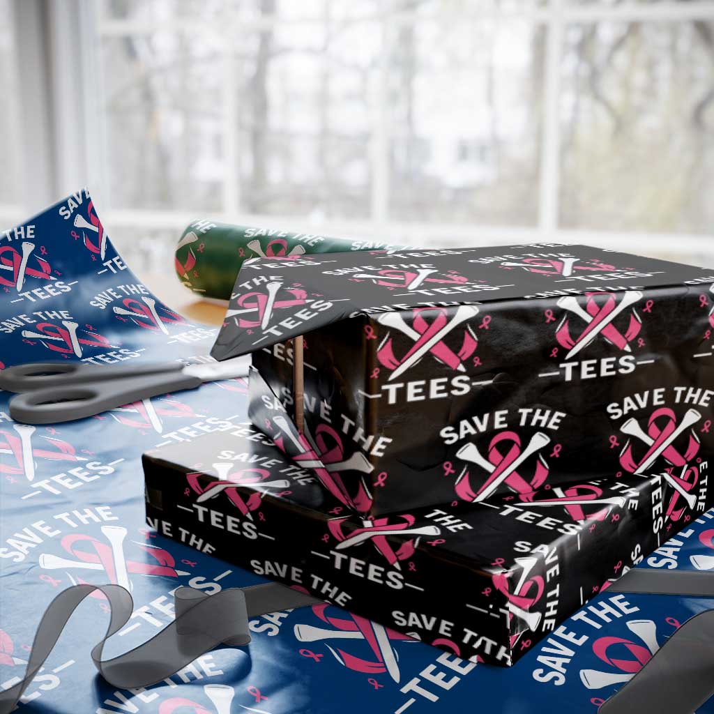 Breast Cancer Awareness Pink Ribbon Golf Wrapping Paper Roll Funny Save The Tees - Wonder Print Shop