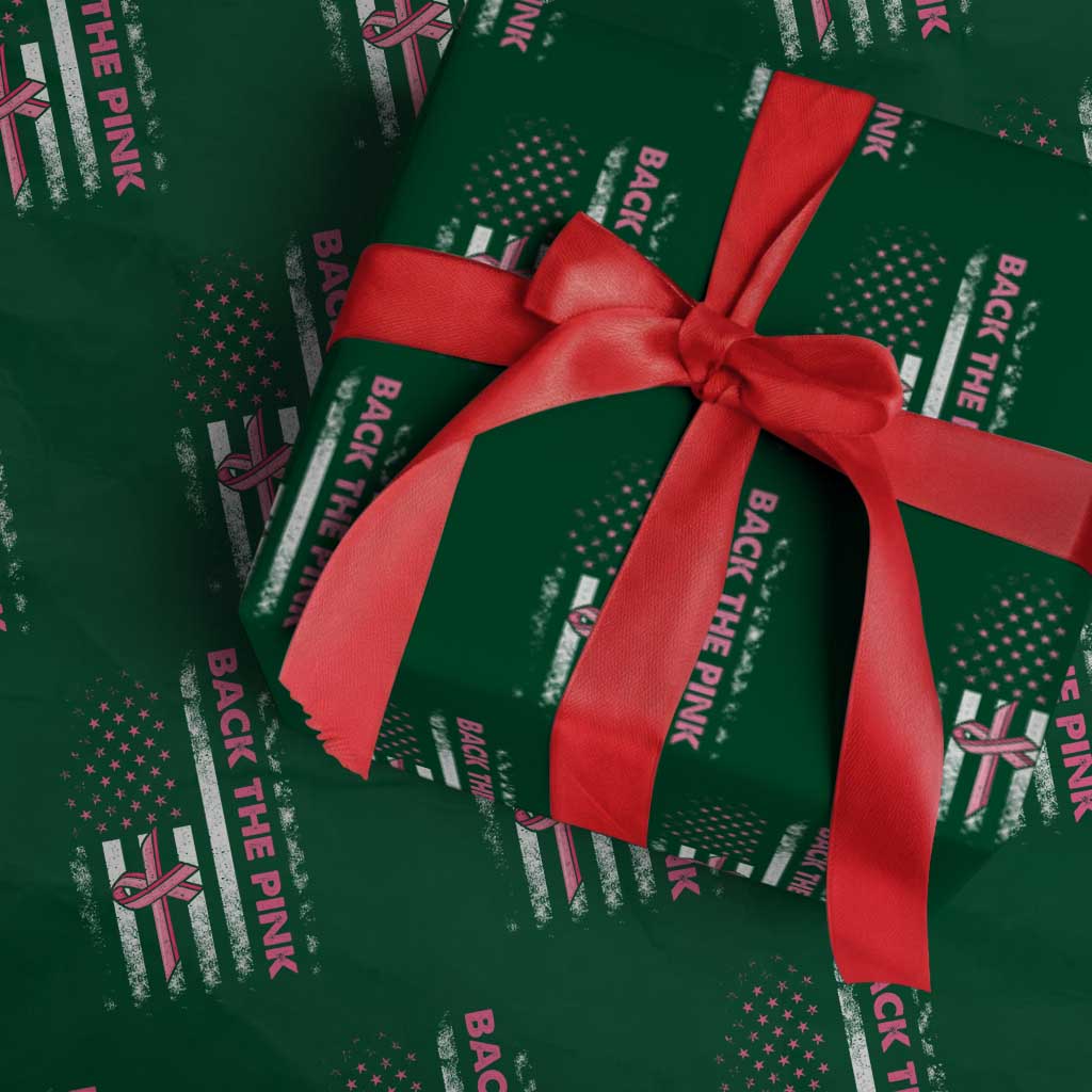 Breast Cancer Awareness Wrapping Paper Roll Back The Pink Warrior American Flag - Wonder Print Shop