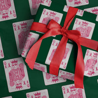 Breast Cancer Awareness Wrapping Paper Roll Queen Of Pink Ribbon Blackjack Cards Poker - Wonder Print Shop