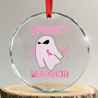Breast Cancer Halloween Crystal Glass Ornament Ghost Wear Pink Ribbon Spooky Warrior TS10