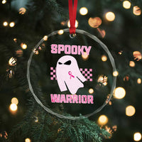 Breast Cancer Halloween Crystal Glass Ornament Ghost Wear Pink Ribbon Spooky Warrior TS10
