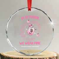 Breast Cancer Halloween Crystal Glass Ornament In October Ghost Wear Pink Black Cat TS10