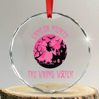 Breast Cancer Halloween Crystal Glass Ornament In October We Wear Pink Witch - Wonder Print Shop