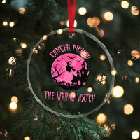 Breast Cancer Halloween Crystal Glass Ornament In October We Wear Pink Witch - Wonder Print Shop