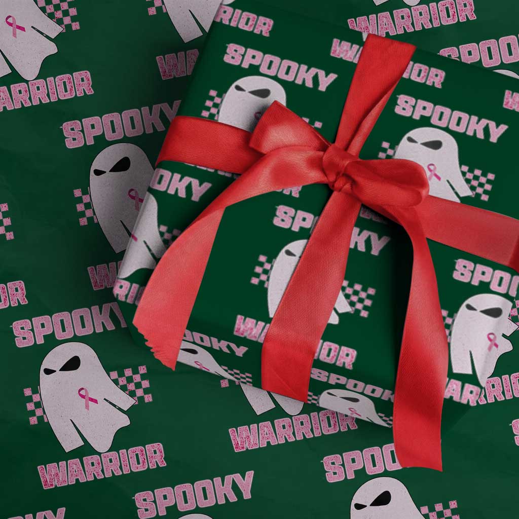 Breast Cancer Halloween Wrapping Paper Roll Ghost Wear Pink Ribbon Spooky Warrior - Wonder Print Shop