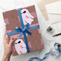 Breast Cancer Halloween Wrapping Paper Roll Ghost Wear Pink Ribbon Spooky Warrior - Wonder Print Shop
