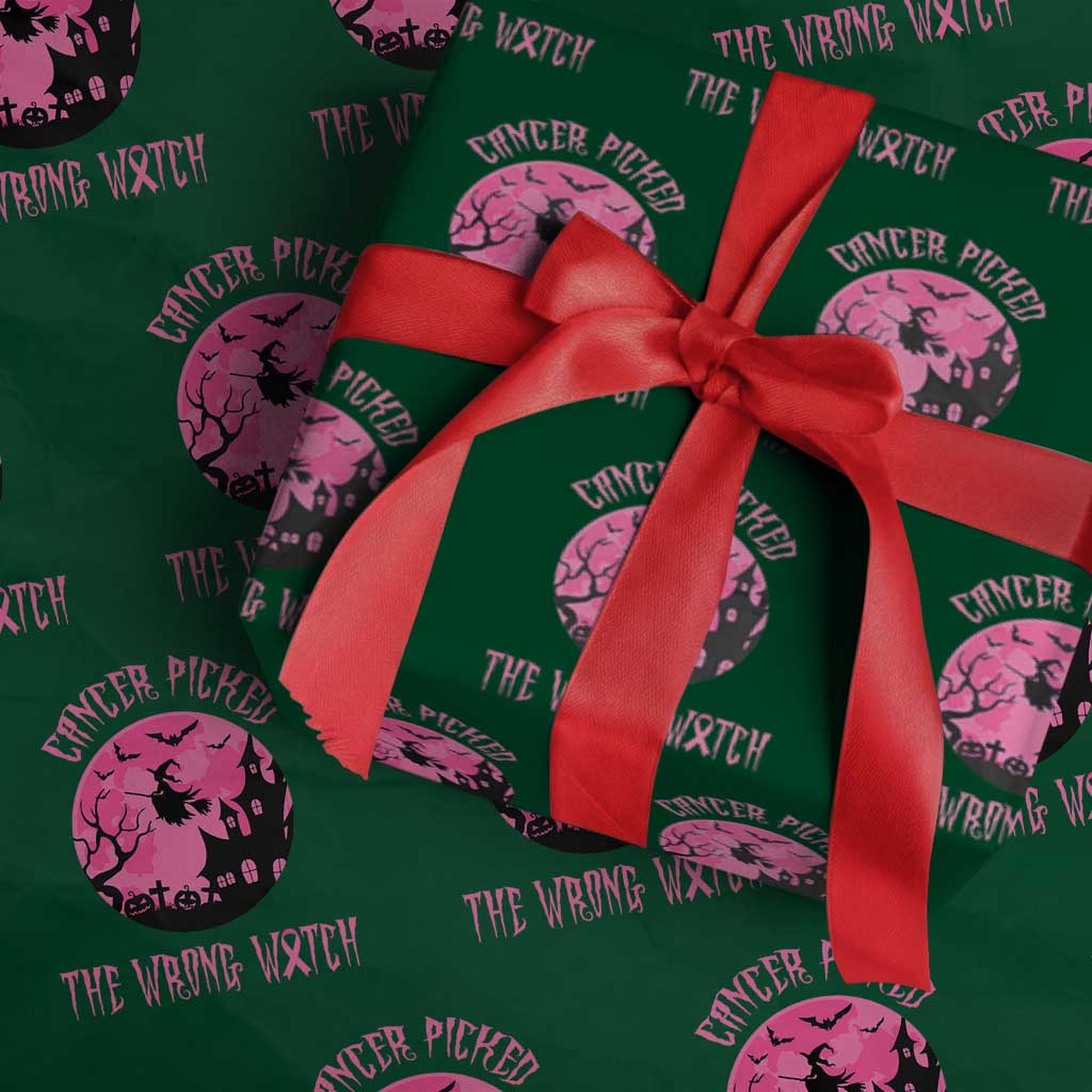Breast Cancer Halloween Wrapping Paper Roll In October We Wear Pink Witch - Wonder Print Shop