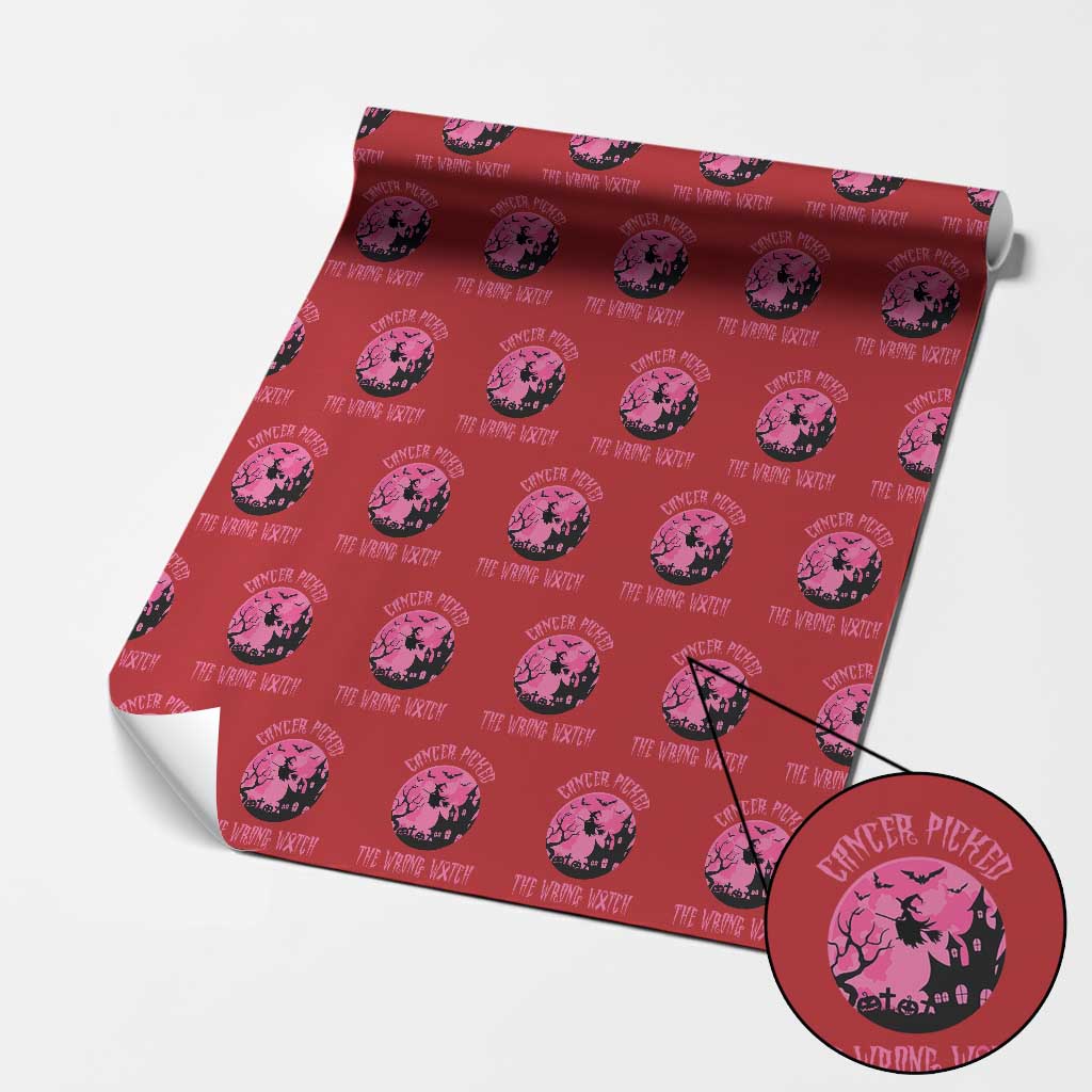 Breast Cancer Halloween Wrapping Paper Roll In October We Wear Pink Witch - Wonder Print Shop