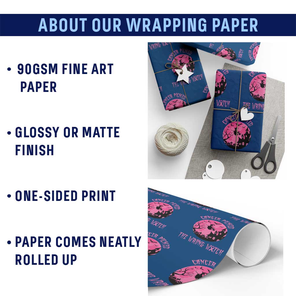 Breast Cancer Halloween Wrapping Paper Roll In October We Wear Pink Witch - Wonder Print Shop